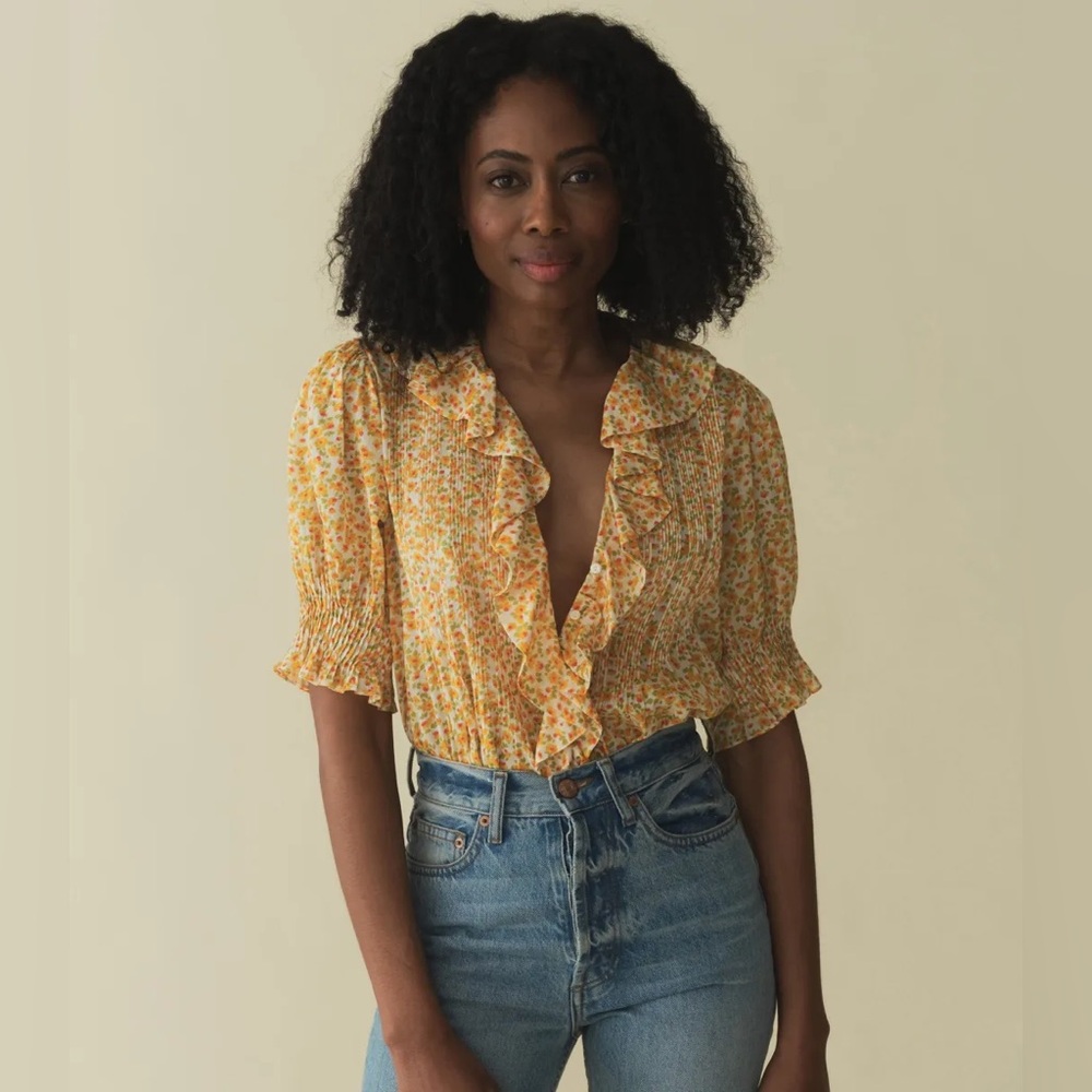 DOEN Henri Top size XS in Clementine Daisy Fields *NWT*